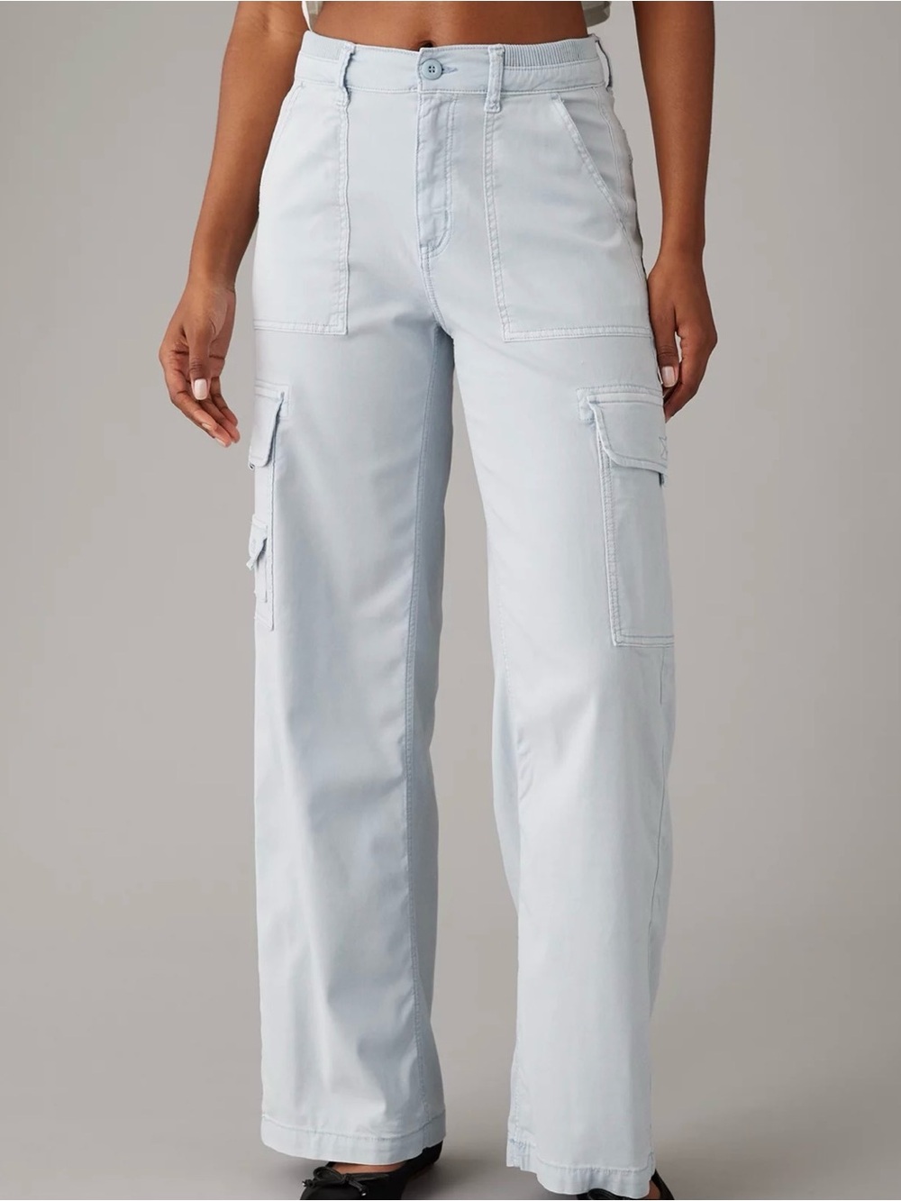 American Eagle Baby Blue Utility Pants with Side Pockets – Size 12